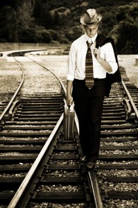 man in suit walking