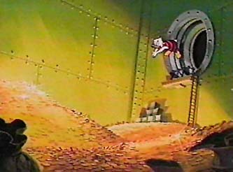 Scrooge McDuck swimming in a vault of coins